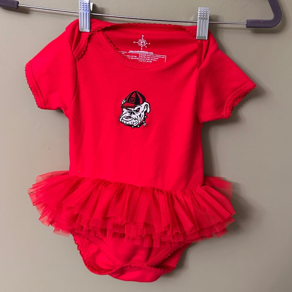 University of Georgia UGA Baby‎ Tutu One Piece Bodysuit Sz 12M
